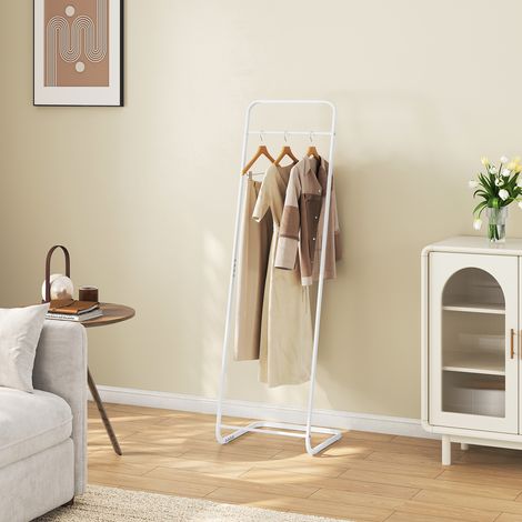 WOLTU Kleiderständer Garderobenständer, Standgarderobe L Form, Jackenständer platzsparend, für Schlafzimmer Flur, aus Metall, 40x140x40 cm, Weiß