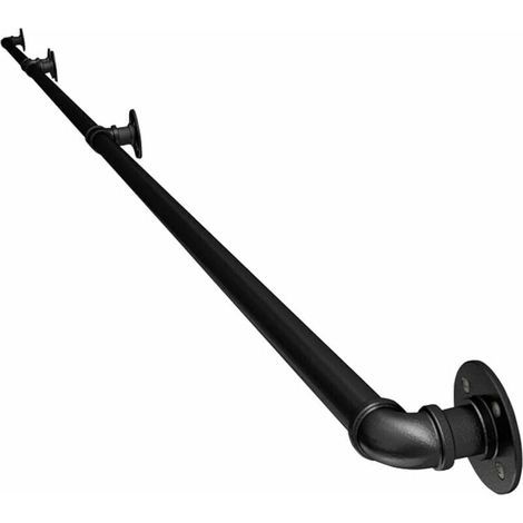 Main Courante - Rampe D'Escalier En Fer Forgé Noir - Pour Intérieur Et Extérieur - Support De Garde-Corps Horizontal Incliné Ou Vertical - 30 Cm (1/5)