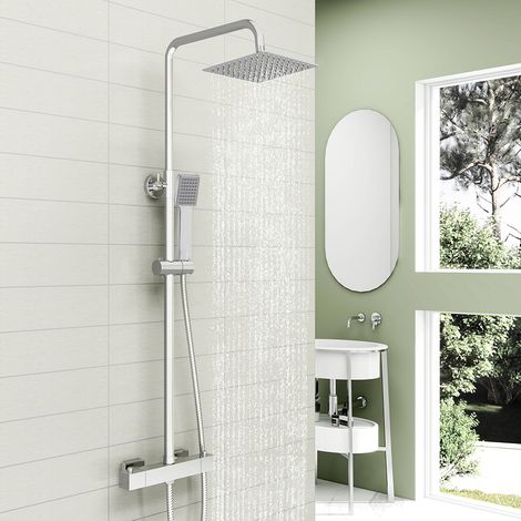 OCEAN ITALY Colonne Doccia Termostatiche, Sistema Doccia con Miscelatore Termostatico Colonna Doccia Rubinetto Rettangolo e Doccetta 225x65mm Cromato (1/5)