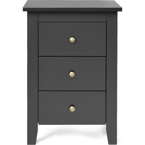 Juego de 2 mesitas de noche de 46 x 37 x 65 cm con 3 cajones multifunción y acabado moderno en MDF negro 200012530