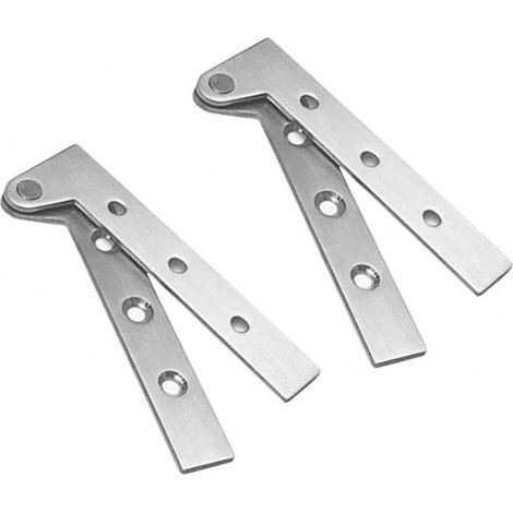 Juego de 2 bisagras pivotantes ocultas de acero inoxidable para puertas con rotación de 360 grados, bisagras de cuchilla desplazadas de 4 pulgadas, bisagra pivotante oculta, plata cepillada (1/5)