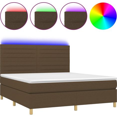 Maison Exclusive - Sommier à lattes de lit matelas et LED Marron foncé 160x200 cm (1/5)