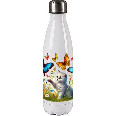Bouteille isotherme chat et papillons 500 ml (1/2)