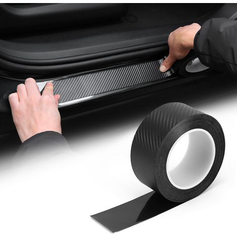 Autocollant de protection en fibre de carbone pour seuils de portière de voiture, 5 cm x 10 m, film de protection autocollant pour pare-chocs de voiture (1/5)