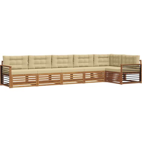 Outdoor Sofa Set with Cushion 6 pcs Natural and Beige vidaXL