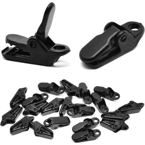 Lot de 20 pinces noires étanches – Pinces crocodiles ultra-résistantes pour tentes et toiles d'ombrage (camping en plein air) (1/4)