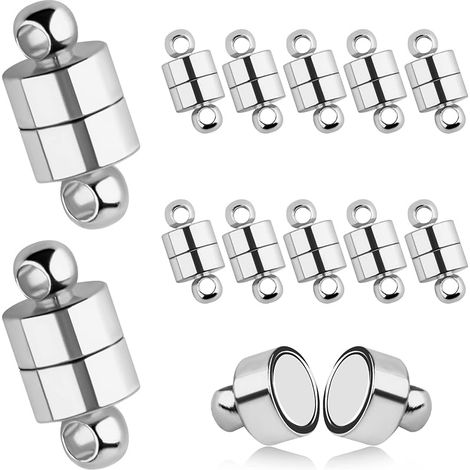 12pcs Fermers Magnétiques Fermoir Magnétique Bijoux Bracelet Boucle Ronde Collier Aimanté pour Fabrication Colliers Bijoux (Argent)