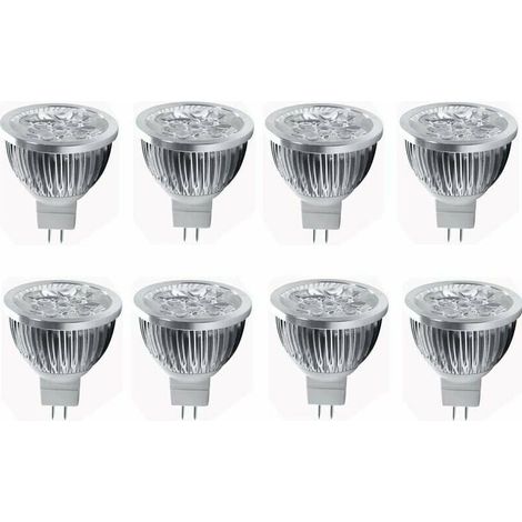 Ampoule LED MR16 4W 12V Spot LED 4W, adapté aux éclairages paysagers, culot MR16 GU5.3, 12V, 4W (équivalent halogène 35W), blanc chaud 3000K, 8 packs (1/4)