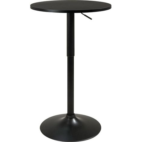 Table de bar ronde SETI, table de bistrot, table pour manger debout, hauteur réglable, base blanche, diamètre 60 cm, pivotante Seti (blanc intégré) (1/4)