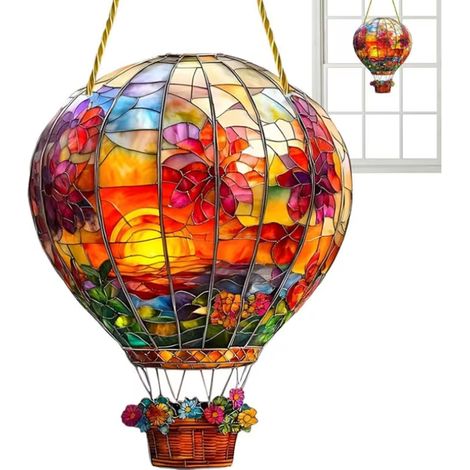 2D plat modèle de ballon à air chaud Pendentif acrylique ballon à air chaud jardin solaire Décoration (1/5)