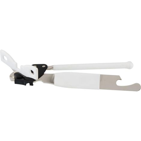 Ouvre boîte 2 en 1, ouvre-boîte de conserve, décapsuleur, ouvre boîte manuel, ouvre boîte à pinces, Chromé, Plastique, Noir, 16 x 4 cm (1/5)