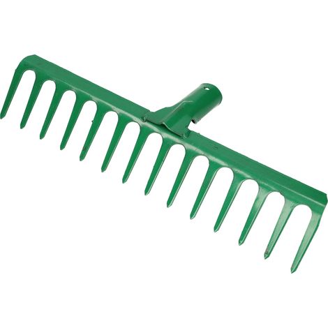 KOTARBAU® Rateau à Feuille - Métal - 36,5 cm - Râteau Jardin - 14 Dents - Vert - Outil Robuste Pour Entretien Gazon Jardinage - sans Manche (1/5)
