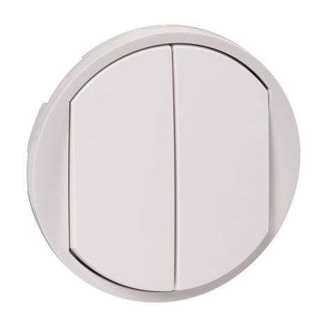 Enjoliveur blanc céliane double – Poussoir composable – Mode de pose électricité – Compatible avec mécanismes Legrand