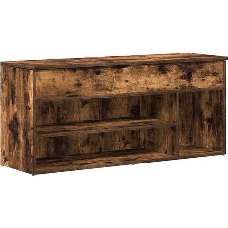 Tabouret à chaussures en chêne fumé, dimensions 102x30,5x45 cm, en bois composite. (1/5)