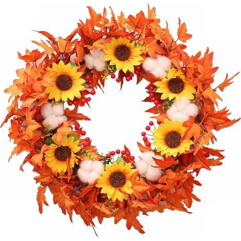 Guirlande Automnale - Feuilles D'érable Artificielles - Pour Porte Extérieure Cheminée Fête D'Action De Grâce Mariage - 37.5 cm - 1 Pièce (1/5)