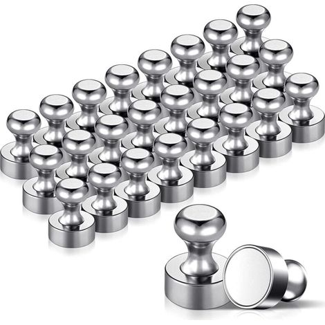 24 starke Magnete, Metallmagnete, 12 x 16 mm – Edelstahlmagnete, Kühlschrankmagnete für Pinnwände, Kühlschränke usw. – mit Aufbewahrungsbox (1/4)