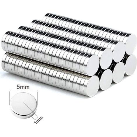 100 pièces aimants néodyme, disque 5 mm x 1 mm, aimants ronds puissants pour réfrigérateur, surfaces magnétiques, bureau et cuisine