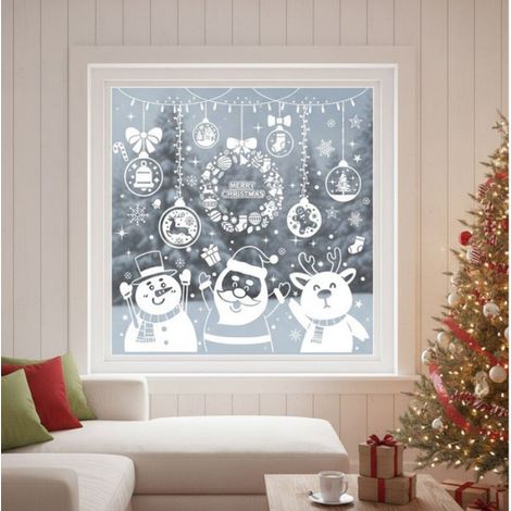 187 pièces Autocollant fenêtre Flocon de neige PVC Réutilisable Double face Décoration Noël Maison (1/4)