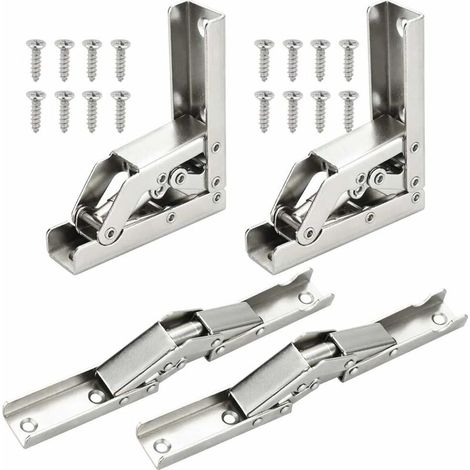 4 charnières pliantes à recouvrement total à 90 degrés en acier inoxydable, charnières de porte invisibles pour placards de cuisine avec 16 vis pour ferme-porte de placard