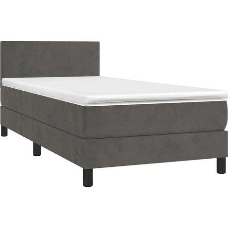 Box Spring Bed with Mattress&LED Dark Grey 80x200cm Velvet vidaXL (1/4)