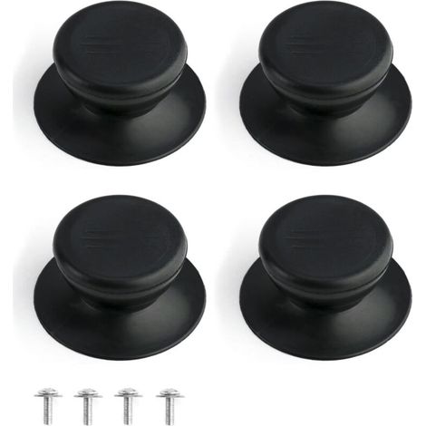 4 Pièces Bouton de Couvercle, Poignée de Rechange de Cuisine Universel, Noir (1/5)