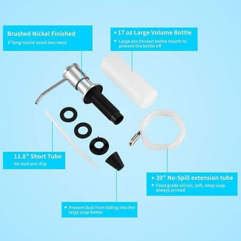 Distributeur Savon Encastrable - Acier Inoxydable Or Brossé - 500 ml - Tuyau 1 2 m - Buse Pivotante 360° (1/5)