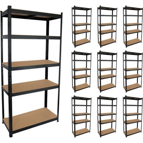 MegaPack 10 Scaffali modulari in metallo con 5 ripiani 875 kg 90x40x180 cm Thinia Home