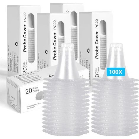100 puntas para termómetro de oído Braun, cubiertas para termómetro de oído, puntas para termómetro, filtros de lente, para todos los modelos. (1/5)