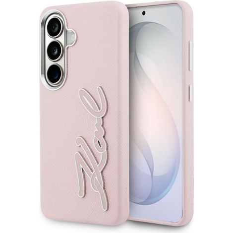 Custodia in resina metallizzata con logo Karl Lagerfeld per Samsung Galaxy S26, colore rosa (1/5)