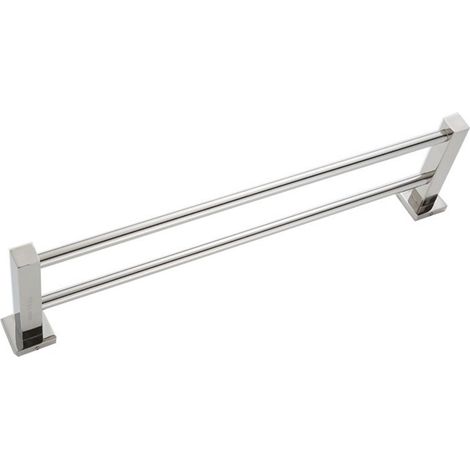 Porte-Serviettes Double - 60 cm - Acier Inoxydable - Salle De Bain - Fixation Adhésive Ou Murale - 1 Pièce (1/5)