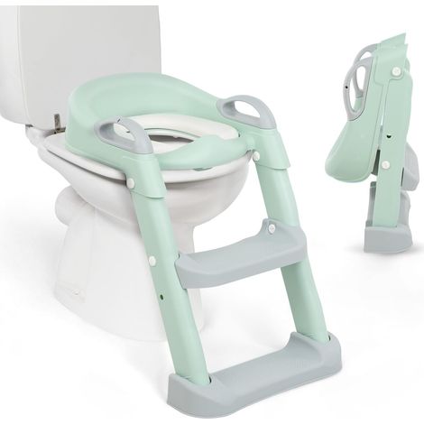Toilettensitzverkleinerer mit Tritthocker – 1 Stück – Kunststoff – Faltbar und verstellbar – Für Kinder von 12 bis 60 Monaten – Mint (1/5)