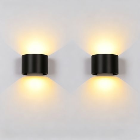 2X 12W Apliques De Pared Led Moderna Lámpara De Pared Creativa Lámpara Simple Blanco Cálido Para Corredor Negro