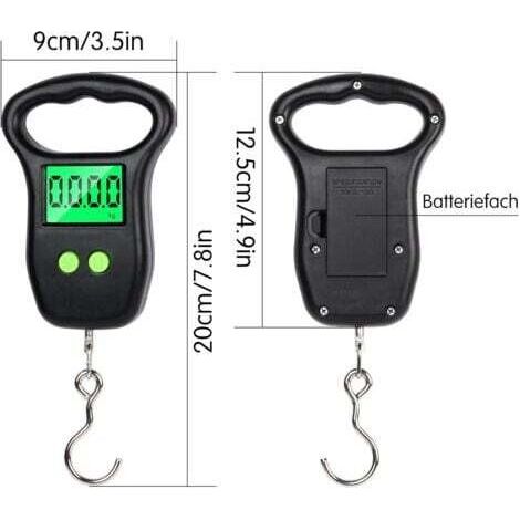 NALOOKAMIC  Balance numérique suspendue 50 kg, balance à bagages, analogique, avec crochet, balance de pêche de haute précision avec écran LCD et fonction tare à un bouton, balance à bagages, portable (1/4)