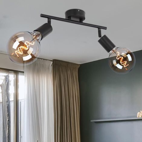 Deckenleuchte 2-Flammig Spotleuchte Strahler schwenkbar Deckenlampe Spotlampe schwarz, Metall, 2x E27 Fassungen: LxBxH 30x8x15,5 cm