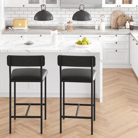 Lot de 8 Tabourets de Bar Style Industriel - Hauteur 95 cm avec Dossier et Repose-Pieds - Charge 136 kg (1/5)