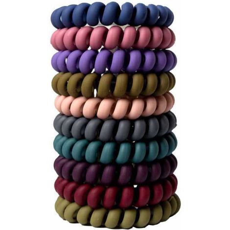 Élastiques À Cheveux En Spirale - Design Téléphone Sans Trace Résistant À L'eau - Pour Sport Yoga Natation - Lot De 10 Couleurs (1/4)