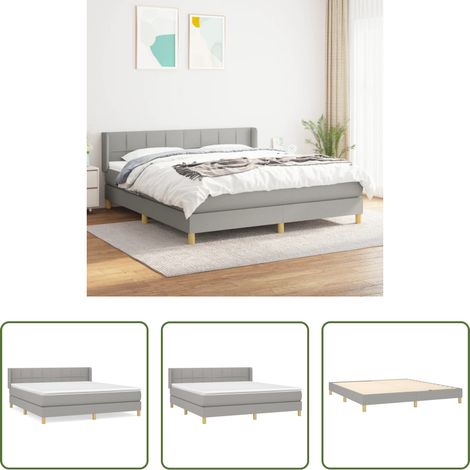 Matratze - Boxspringbett mit Matratze Hellgrau 180x200 cm Stoff (1/5)