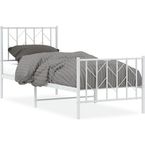 Maison Exclusive - Giroletto con Testiera e Pediera Metallo Bianco 75x190 cm (1/5)