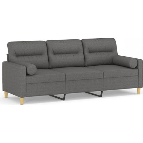 Maison Exclusive - Divano a 3 Posti con Cuscini Grigio Scuro 180 cm in Tessuto