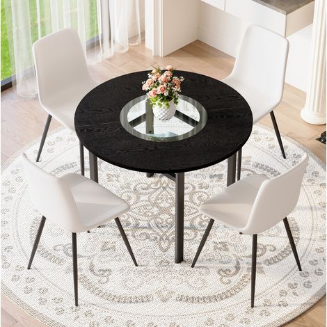Set tavolo sedie rotondo con ripiano MDF metallo 100 cm OKMYHOME (1/5)