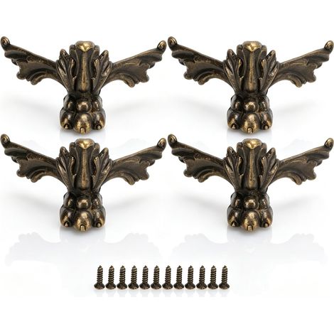 4 pièces pieds de boîte à bijoux, pieds de boîte décoratifs en laiton antique coffre à bijoux boîte de rangement en bois étui de protection d'angle pieds décoratifs protège-jambes (1/5)