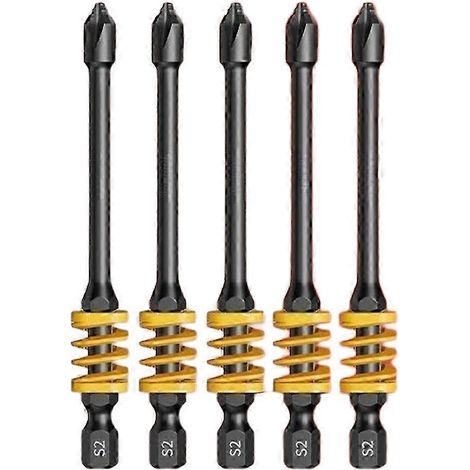 Embouts de tournevis magnétiques Greener antidérapants et antichoc, embouts Phillips à impact, tige hexagonale, embouts cruciformes en acier allié, 90 mm, lot de 5, JH4 (1/5)