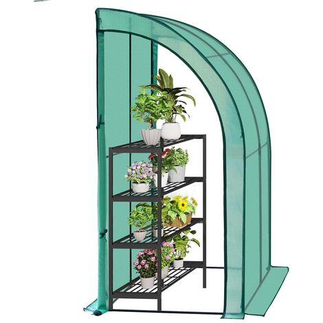 WOLTU Serra da Giardino. Serra per Orto con 2 Porte Avvolgibili. Copertura per Piante con Telo PE a Rete 140 g/m2 e Telaio Metallico. Serra a Parete da Esterno Verde. 200x100x210cm (1/5)