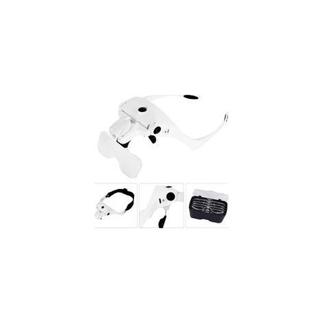 Lunette Loupe avec 2 LED - Loupe Eclairante Loupe Frontale pour Lecture,Tous Les Travaux de Précision,Réparations,Couture,Bijoux,Montres et Artisanat - 5 Lentilles Détachables (1.0X à 3.5X) (1/3)