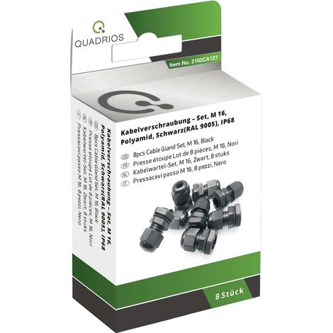 QUADRIOS 2102CA127 ASSORTIMENTO DI PRESSACAVI M16 PA66 NERO (RAL 9005) 1 SET (1/5)