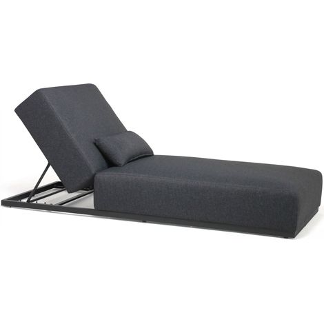 Oviala – Transat inclinable 5 positions – Coussin de tête 60x30 cm – Structure aluminium – Assise en éponge à séchage rapide – Dimensions 213x90 cm