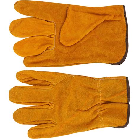 Gants de travail utilitaires en cuir de vachette résistant à la chaleur, gants de protection pour conducteur et soudeur, jaunes (1/5)