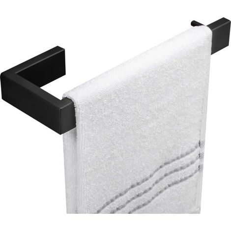 Toallero de pared para baño, barra de acero inoxidable negro mate, 1 unidad (1/4)