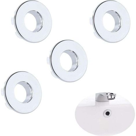 4 Pcs Trou Rond De Trop-Plein Couvercle De Trop-Plein pour éViers Anneaux De DéBordement Couvercle De Trop-Plein De Lavabo DéBordement D'éVier Anneau D'éVier pour Lavabo Salle De Bain éVier (1/4)