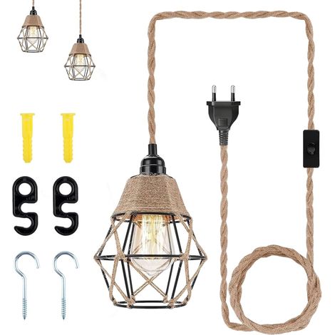 Chandelier Rope Lampshade Ceiling E27 Industrial Suspension 4.5 m Long Vintage Light for Entrance Hallway Living Room Bedroom Decoration Home Decoration Bulb Not Included (1/5)